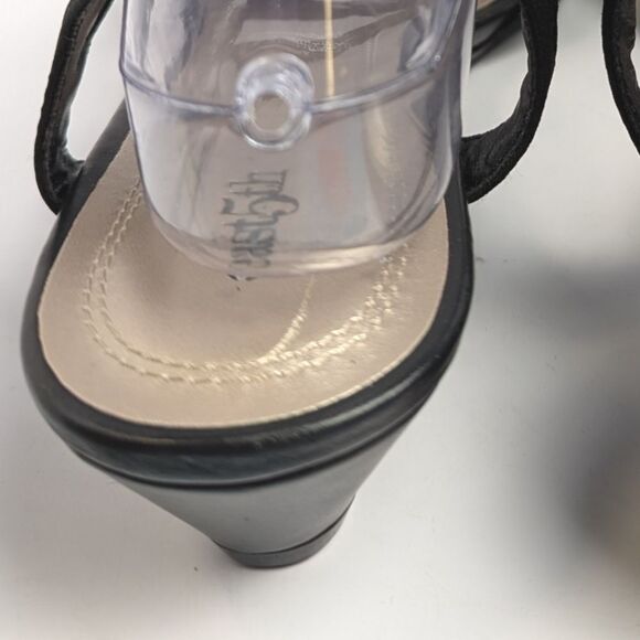 East 5th Ravena Black Sandals Silver O-ring Accent Low Wedge Heel Womens 11 - Picture 7 of 7